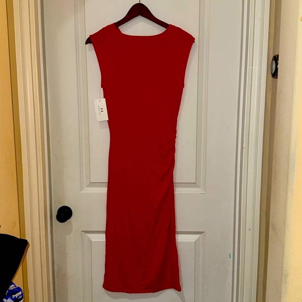 XS Halston red midi dress NWT